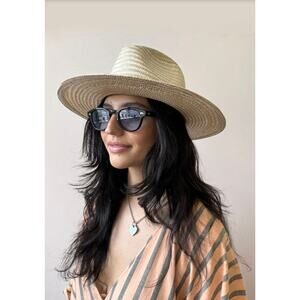 Reinhard Plank Short Small Brim Woven Straw Hat Natural Beige Black Tie